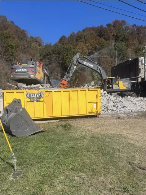 Heavy demolition work on a Sullivan project site.